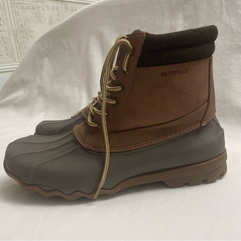 Sperry Brewster Duck Boots Waterproof Leather Rubber Memory Foam Men’s Size 8